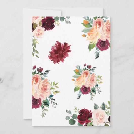 Blütenrosa Blumenbrunch und Brautparty Einladung (Rückseite)