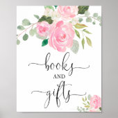 Blütenrosa Blumenbücher und Geschenke Babyduschzei Poster (Vorne)