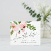 Blütenrosa, blumenelegant Save the Date Ankündigung (Stehend Vorderseite)