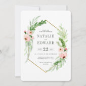 Blütenrosa Blumenkranz Einladung (Vorderseite)