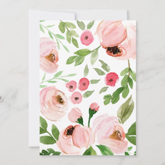 Blütenrosa Blumenkranz Einladung (Rückseite)