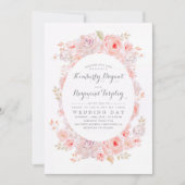 Blütenrosa Blumenkraut | Elegante Vintage Wedding Einladung (Vorderseite)