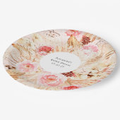 Blütenrosa Blumenmuster  Pappteller (Schrägansicht)