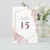 Blütenrosa Blumenrosa GoldenTable Number RSVP Karte (Stehend Vorderseite)