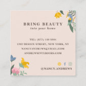 Blütenrosa Blumenstrauß Quadratische Visitenkarte (Rückseite)