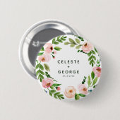 Blütenrosa Blumentraum Button (Vorne & Hinten)