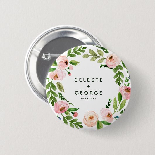 Blütenrosa Blumentraum Button (Vorne & Hinten)