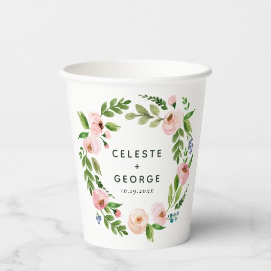 Blütenrosa Blumentraum Pappbecher (Rückseite)