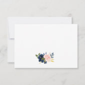 Blütenrosa Blush Blue Wedding RSVP Gold Karte (Rückseite)