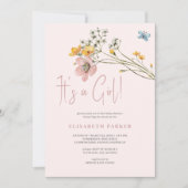 Blütenrosa Blüte mit Mädchen-Dusche Einladung (Vorderseite)