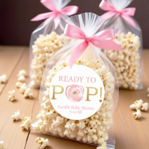 Blütenrosa Blütenblume Bereit zum Pop Babyaufklebe Runder Aufkleber