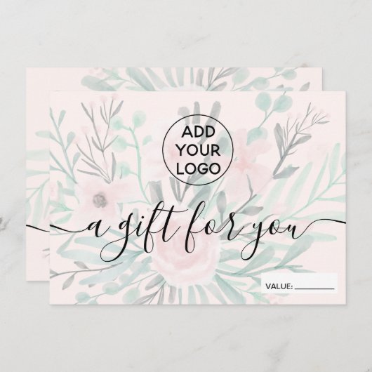 Blütenrosa Blütenfarben Logo Geschenkgutschein (Vorne/Hinten)