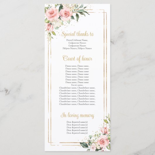 Blütenrosa Blütengeometrie Goldener Rahmen Quincea Programm (Rückseite)