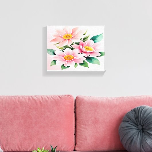 Blütenrosa Blütengesteppte Canvas drucken Leinwanddruck (Insitu (Wohnzimmer))