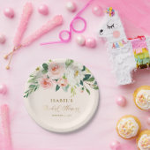 Blütenrosa Blütengoldfarben Personalisiertes Braut Pappteller (Party)