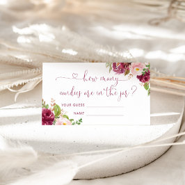 Blütenrosa Bordeaux erraten Sie, wie viele Bonbons Begleitkarte