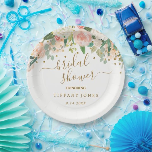 Blütenrosa Brautparty Confetti Pappteller (Party)