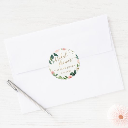 Blütenrosa Brautparty Confetti Runder Aufkleber (Umschlag)