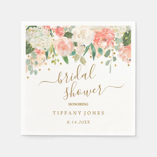 Blütenrosa Brautparty Confetti Serviette (Vorderseite)