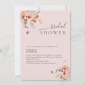Blütenrosa Brautparty Einladung (Vorderseite)