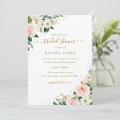 Blütenrosa-Brautparty Einladung (Stehend Vorderseite)