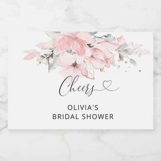 Blütenrosa Brautparty Schaumweinetikett (Einzelnes Label)