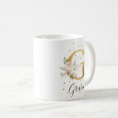 Blütenrosa Creme Aquarellfarben Monogramm G Kaffeetasse (VorderseiteRechts)
