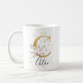 Blütenrosa Creme Aquarellfarbenmonogramm C Kaffeetasse (Links)