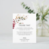 Blütenrosa Danke für die Hochzeitsempfangskarte (Stehend Vorderseite)