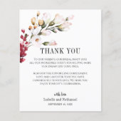 Blütenrosa Danke für die Hochzeitsempfangskarte (Vorderseite)