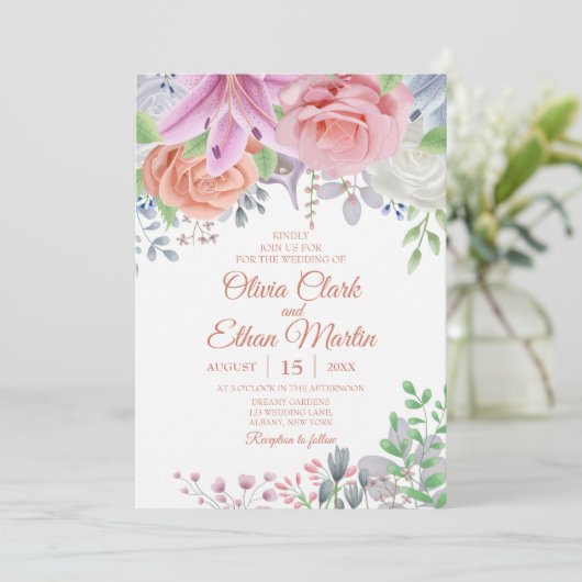 Blütenrosa Einladung (Stehend Vorderseite)