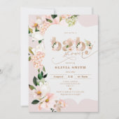 Blütenrosa elegante Babydusche Einladung (Vorderseite)