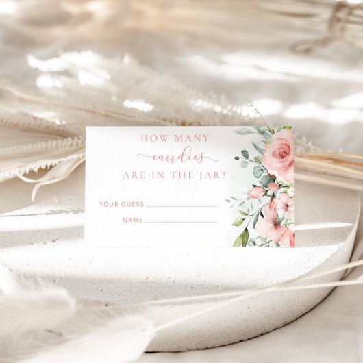 Blütenrosa erraten Sie, wie viele Bonbons sich bef Begleitkarte