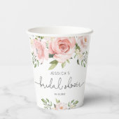 Blütenrosa Eukalyptus-Brautparty Pappbecher (Rückseite)
