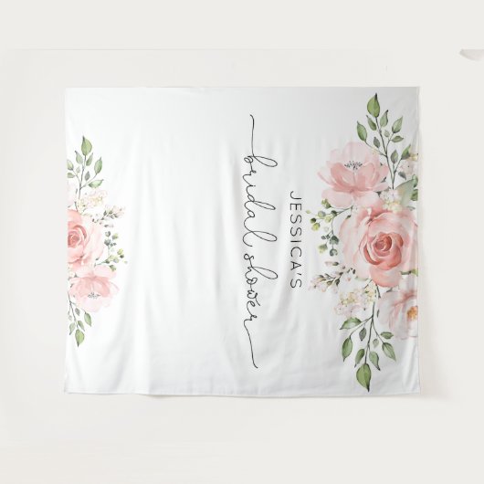 Blütenrosa Eukalyptus-Brautparty Wandteppich (Vorderseite (Horizontal))