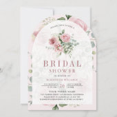 Blütenrosa Eukalyptus-Foto-Brautparty Einladung (Vorderseite)
