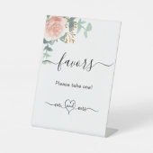 Blütenrosa Eukalyptus-Gastgeschenke Hochzeiten Sockelschild (Vorderseite)