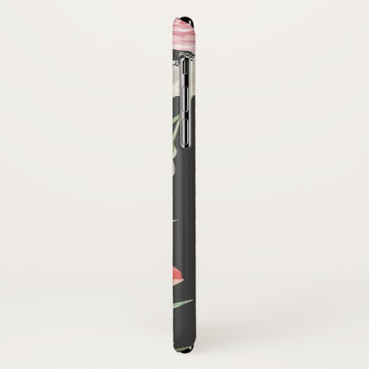 Blütenrosa Farbflorenmonogramm Case-Mate iPhone Hülle (Hinten/Links)