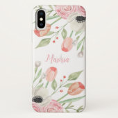 Blütenrosa Farbflorenmonogramm Case-Mate iPhone Hülle (Rückseite)