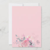 Blütenrosa Floral Erster Geburtstag Einladung (Rückseite)