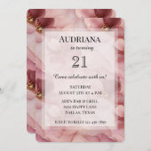 Blütenrosa Floral Geburtstag Einladung (Vorne/Hinten)