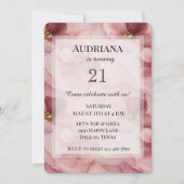 Blütenrosa Floral Geburtstag Einladung (Vorderseite)