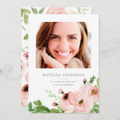 Blütenrosa Foto Geburtstag einladen Feiertagskarte (Vorne/Hinten)