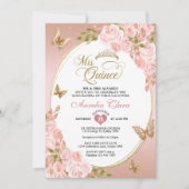 Blütenrosa Foto Quinceañera Einladung (Vorderseite)