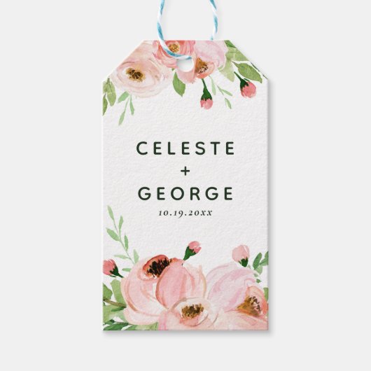 Blütenrosa Gastgeschenk Hochzeit Geschenkanhänger (Vorderseite)