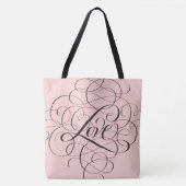 Blütenrosa Geblüht LIEBE Script Letters Tasche (Vorderseite)