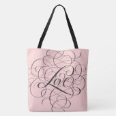 Blütenrosa Geblüht LIEBE Script Letters Tasche (Rückseite)