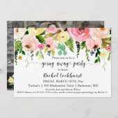 Blütenrosa Gelbe Blütenblüten verschwinden Party Einladung (Vorne/Hinten)