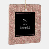 Blütenrosa Glitzer Leopard Keramikornament (Rechts)