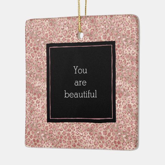 Blütenrosa Glitzer Leopard Keramikornament (Links)